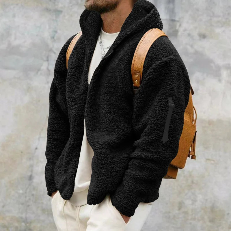 Veelzijdig heren vintage fleecevest met capuchon, warm, comfortabel en modieus voor de winter.