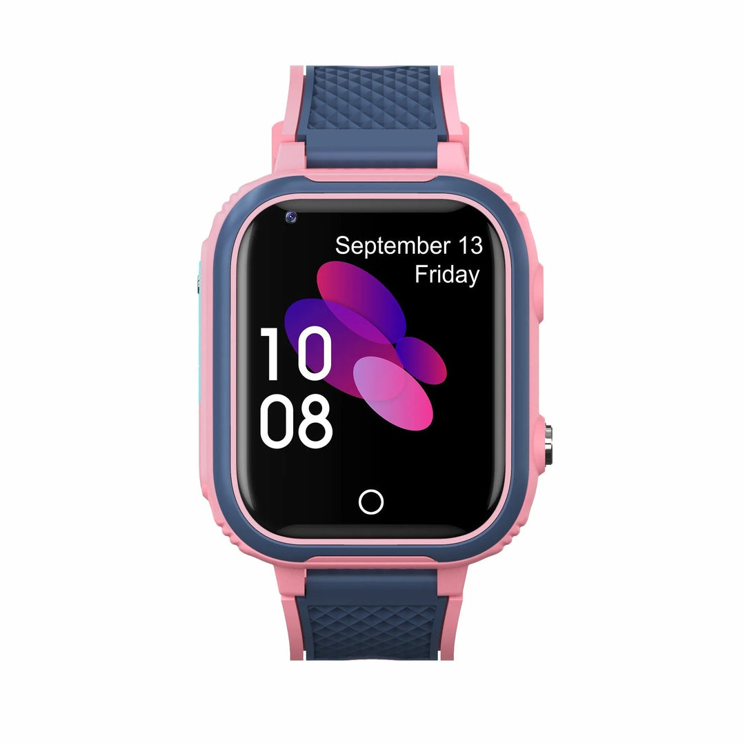 Detailopname van de KidGuardian 4G kinder smartwatch met duidelijk scherm voor bellen en GPS-locatie.