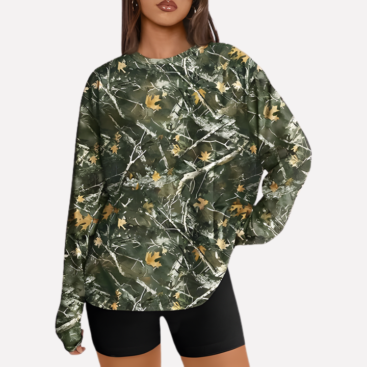 Trendy lange mouw oversized top voor vrouwen, veelzijdig en comfortabel in dameskleding.