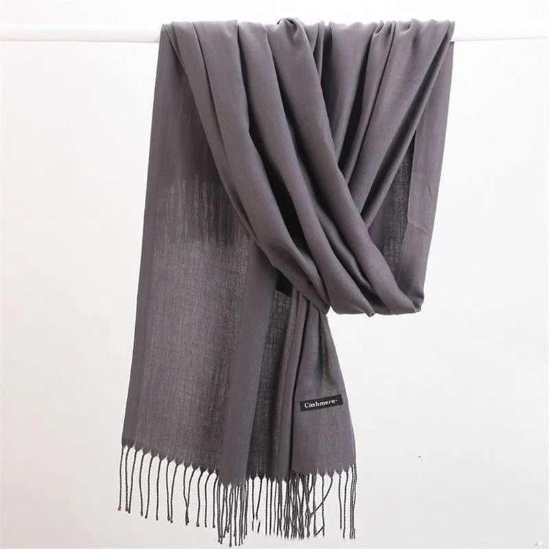 Heerlijk zachte kasjmier sjaal voor dames, effen, warm en comfortabel in de winter.