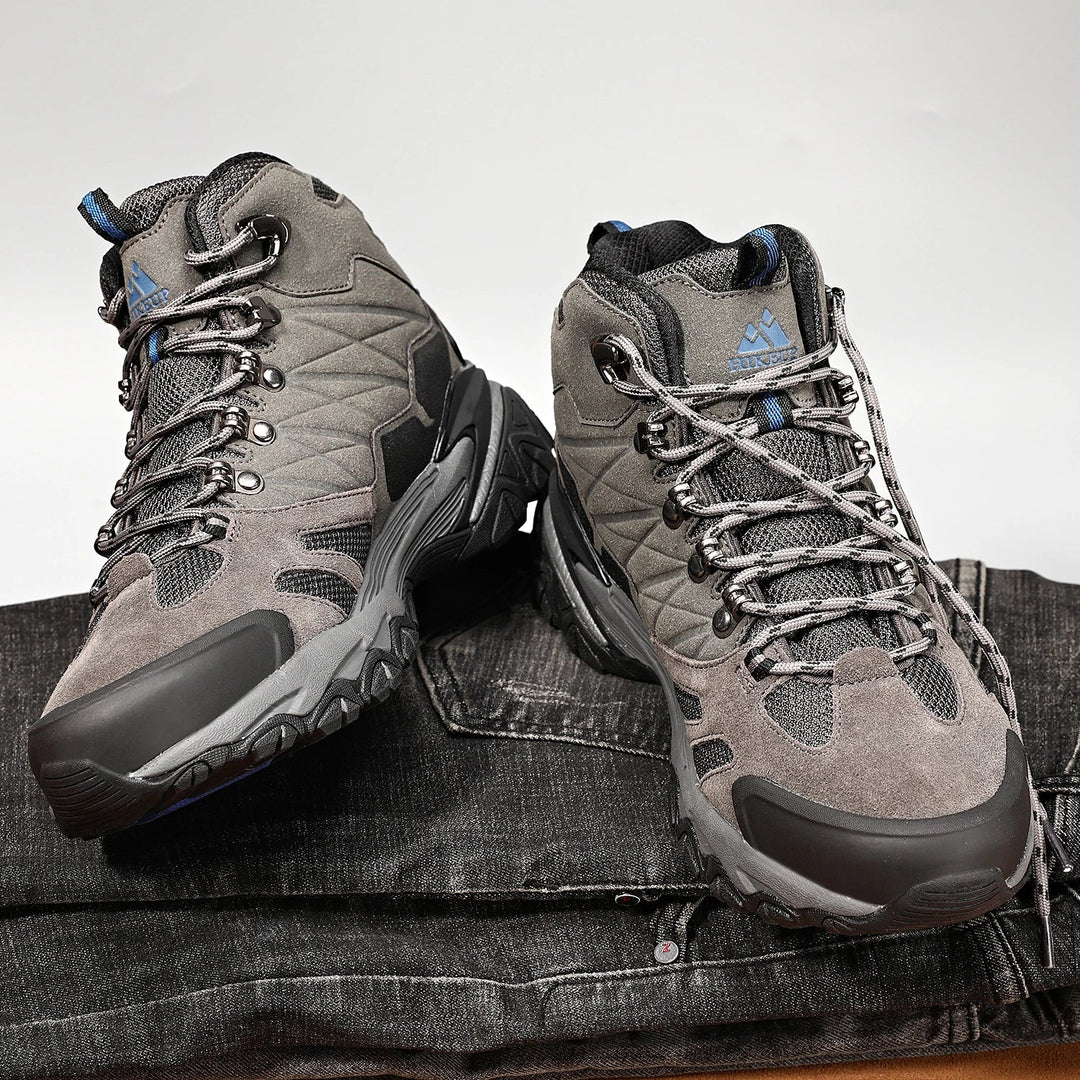 Kaki hoogmodel heren wandelschoenen, waterdicht, ideaal voor avontuurlijke trekking en comfort.