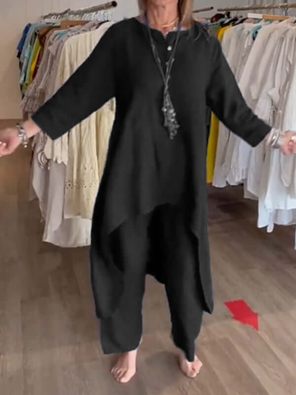 Damespak Wanda: trendy broekpak met blazer en wijde pijpen, comfortabel en modieus voor elke vrouw.