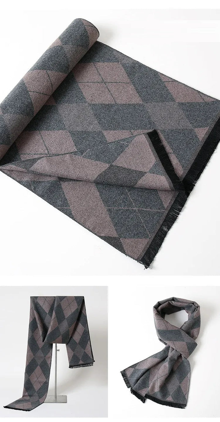 Zachte kasjmier heren sjaal met ruitpatroon, voor een comfortabele en modieuze winter.