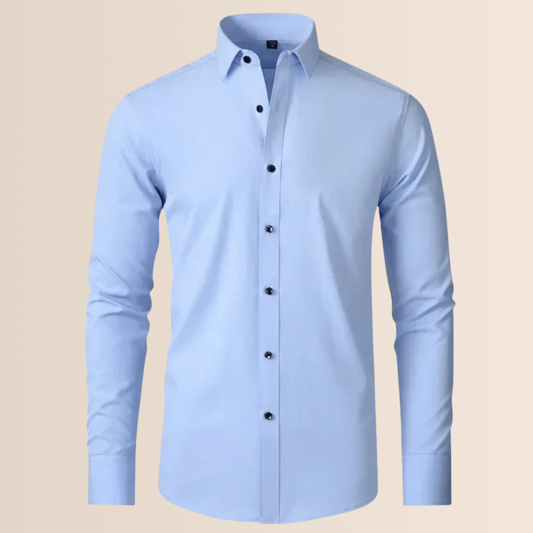 Zakelijk heren overhemd, stretch en kreukvrij, essentieel voor de moderne professional op kantoor.