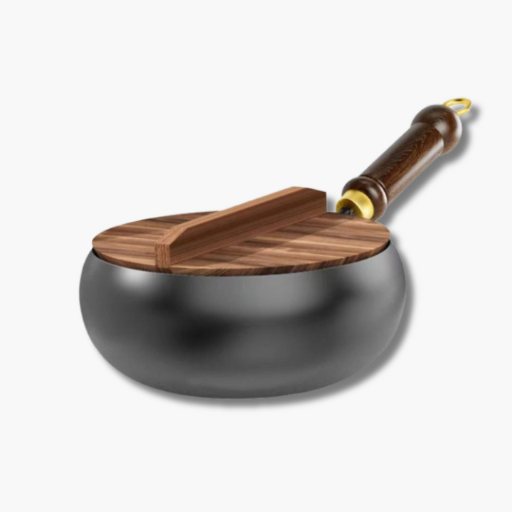 Cuyun gietijzeren wokpan, PFAS-vrij, ideaal voor gezond roerbakken op inductie.