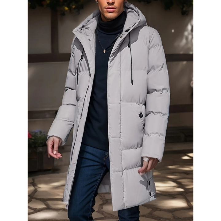 Comfortabele grijze heren Dom parka, een warme en trendy winterjas voor heren.
