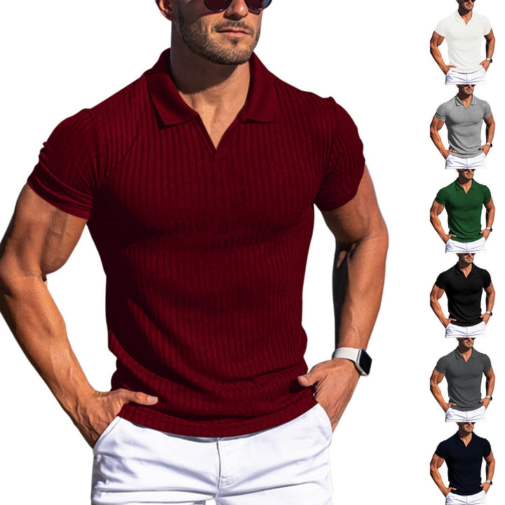 Heren casual poloshirt met verfijnde textuur, slimfit pasvorm en korte mouwen. Perfect voor de zomer.