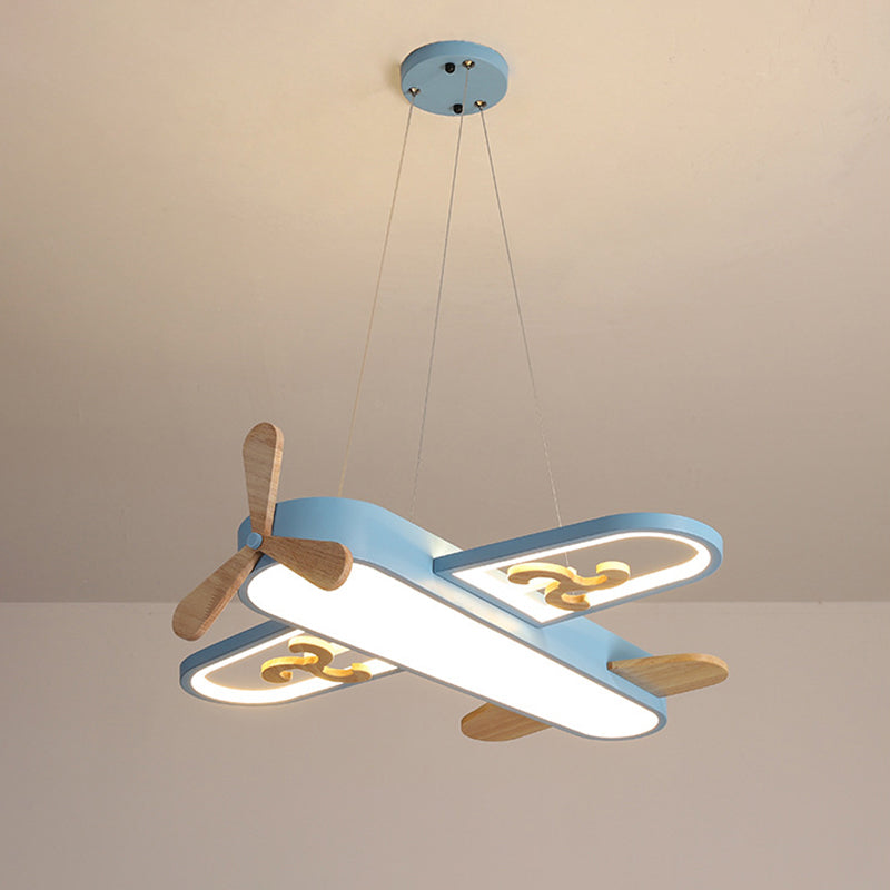 Unieke blauw-gele vliegtuig hanglamp. Energiezuinige LED verlichting voor de kinderkamer.
