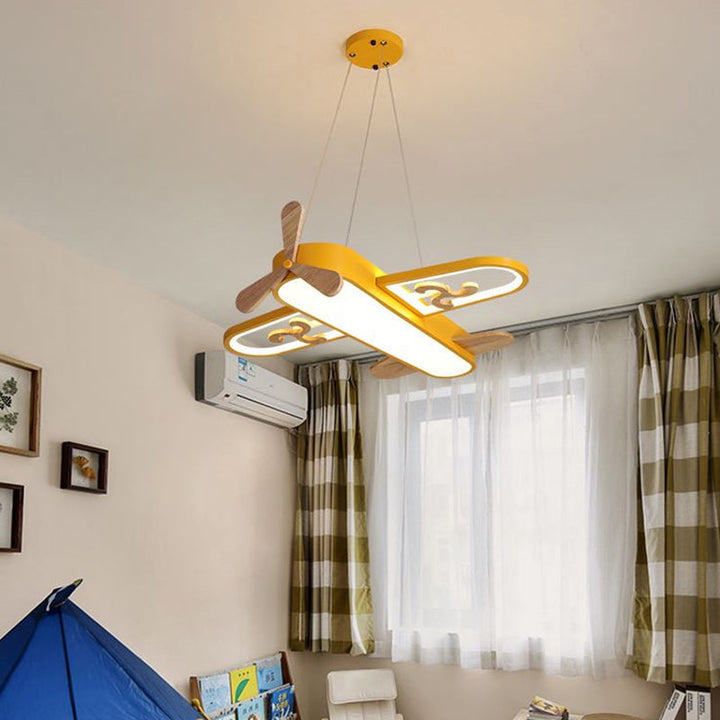 Speelse gele acryllamp in vliegtuigvorm, LED kinderkamerdecoratie. Ideaal voor jongens en meisjes.