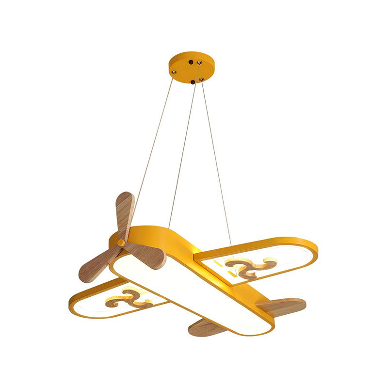 Dimbare LED kinderkamerlamp, blauw en geel vliegtuigdesign. Creëert avontuurlijke sfeer.