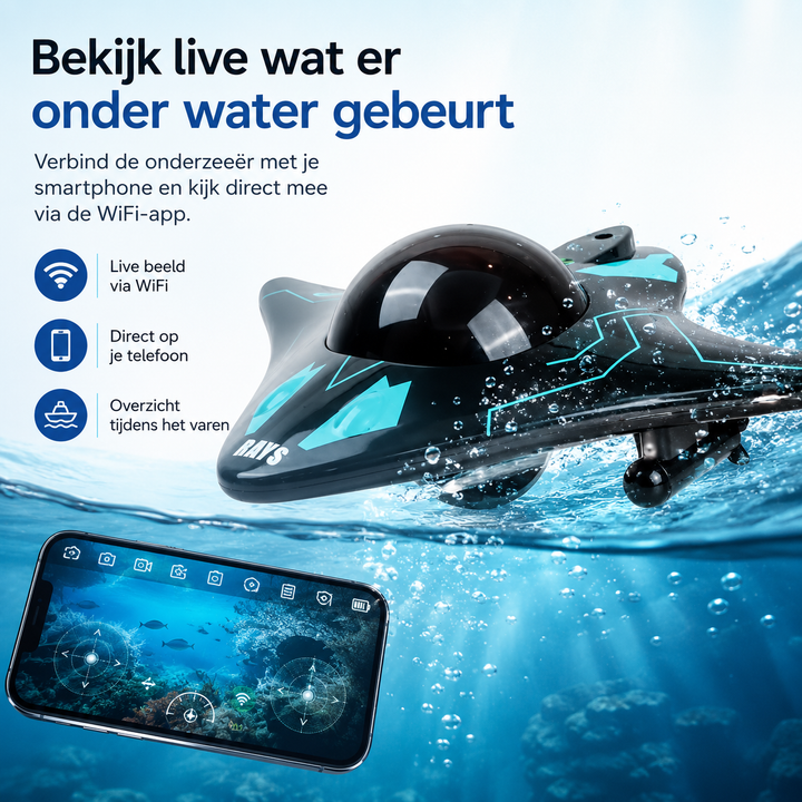 Leuke RC onderzeeër met camera, een spannend cadeau voor kinderen en gadgetliefhebbers om de onderwaterwereld te verkennen.