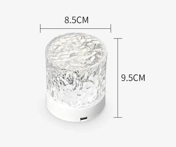 AuraGlow sfeerlamp: draadloos, met afstandsbediening en ontspannend watergolf effect voor unieke sfeerverlichting.