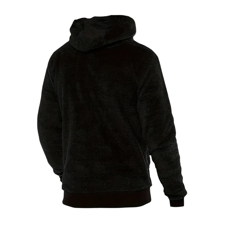 Grijze heren hoodie Emil met capuchon en warme pluche voering. Ideaal als trekpup trui of winterkleding.