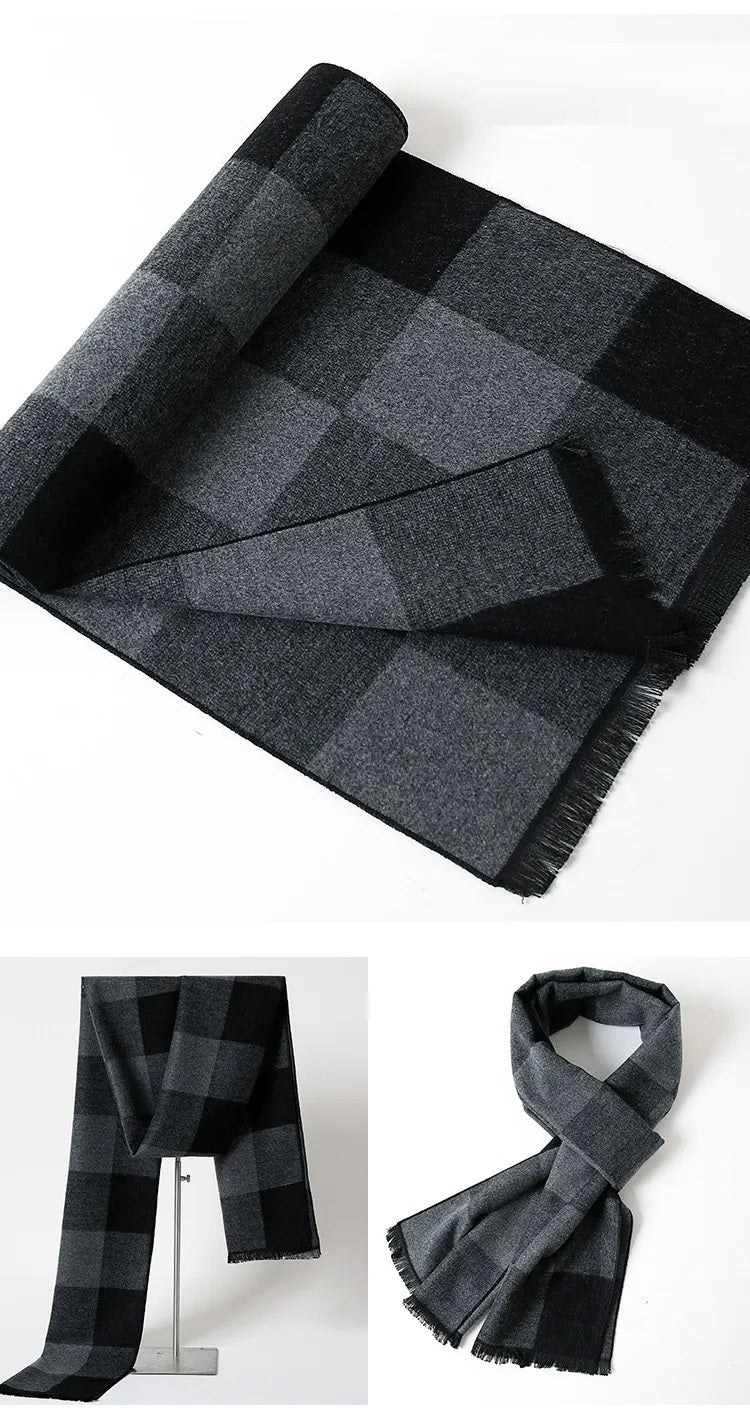 Luxe heren sjaal: kasjmier met een elegant ruitpatroon, perfect voor elke gelegenheid.