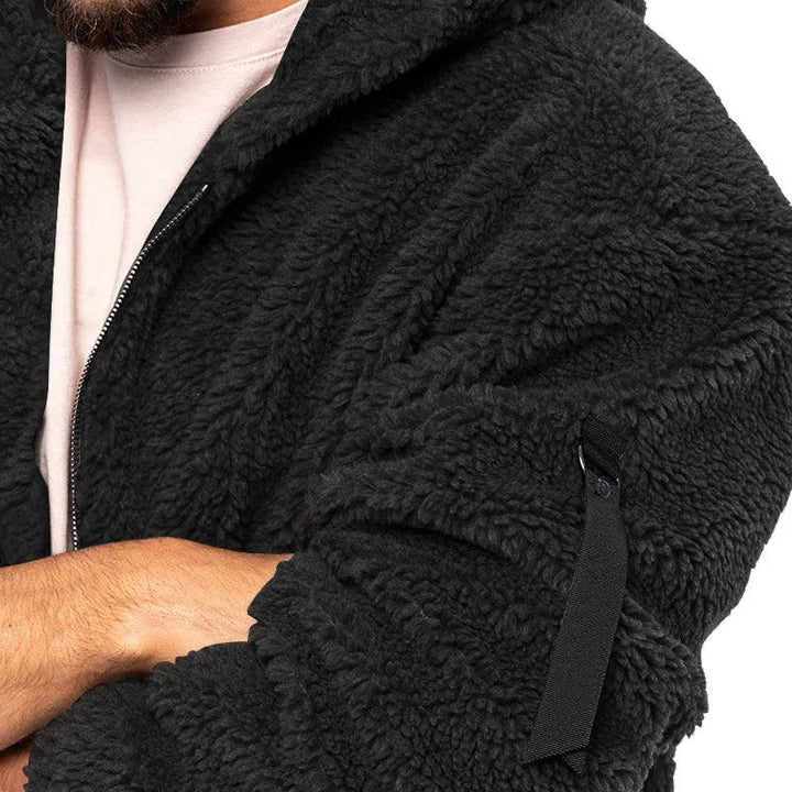 Modieus vintage fleecevest met capuchon voor heren, stijlvolle en warme winterkleding.