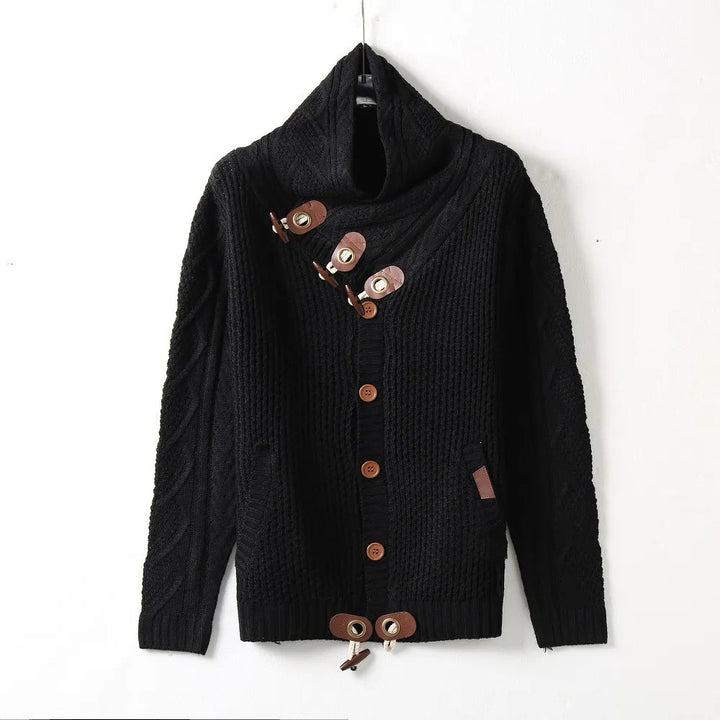 Trendy heren coltrui van gebreid materiaal, perfect voor een casual look.