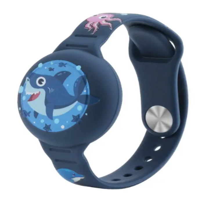 Comfortabele siliconen kinderarmband van DinoTrack, met geïntegreerde tracker en speels dino design.