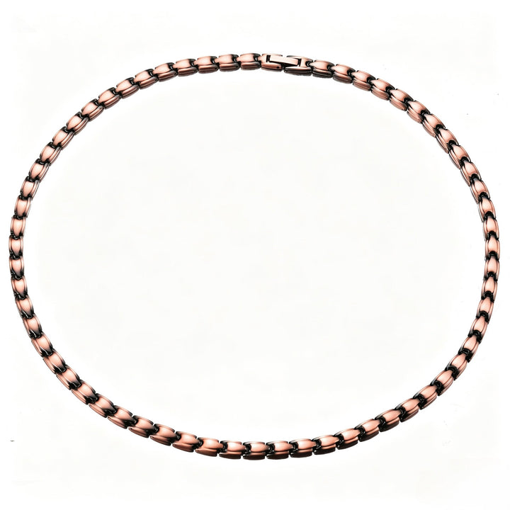 Elegante gevlochten koperen ketting, unisex sieraad, perfect voor dames en heren die vintage look waarderen.