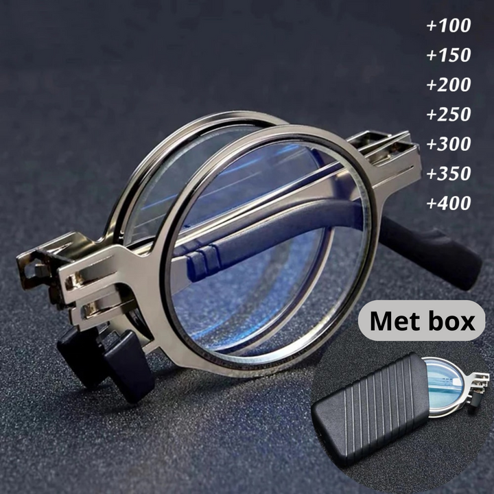 Opvouwbare leesbril met helder zicht voor optimaal leesgemak; perfect voor thuis en onderweg.