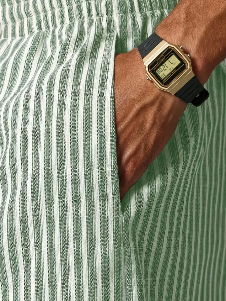 Veelzijdige gestreepte joggers voor heren, comfortabele vrijetijdsbroek met stijl.