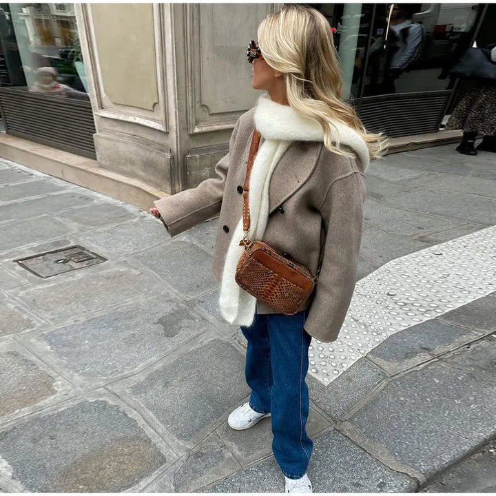 Dames winterjas, warme en stijlvolle vintage outwear, losse pasvorm.