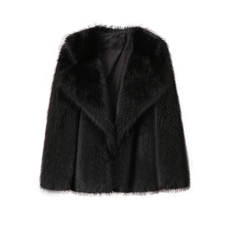 Warme pluizige oversized damesjas, effen en comfortabel, perfect voor winterse dagen.