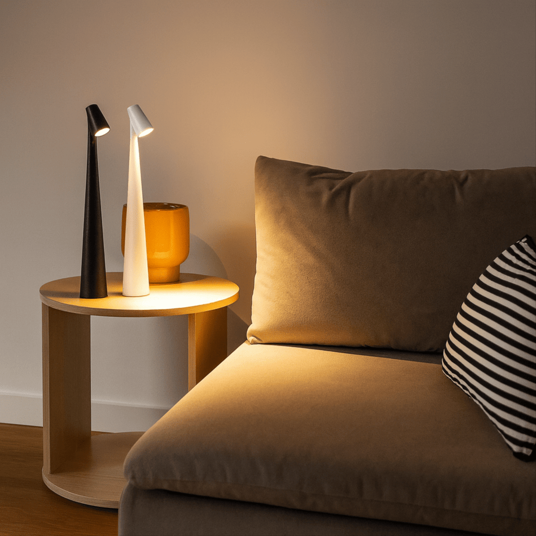 Stijlvolle draadloze tafellamp, dimbaar LED, perfect als nachtlampje of terrastafelverlichting.