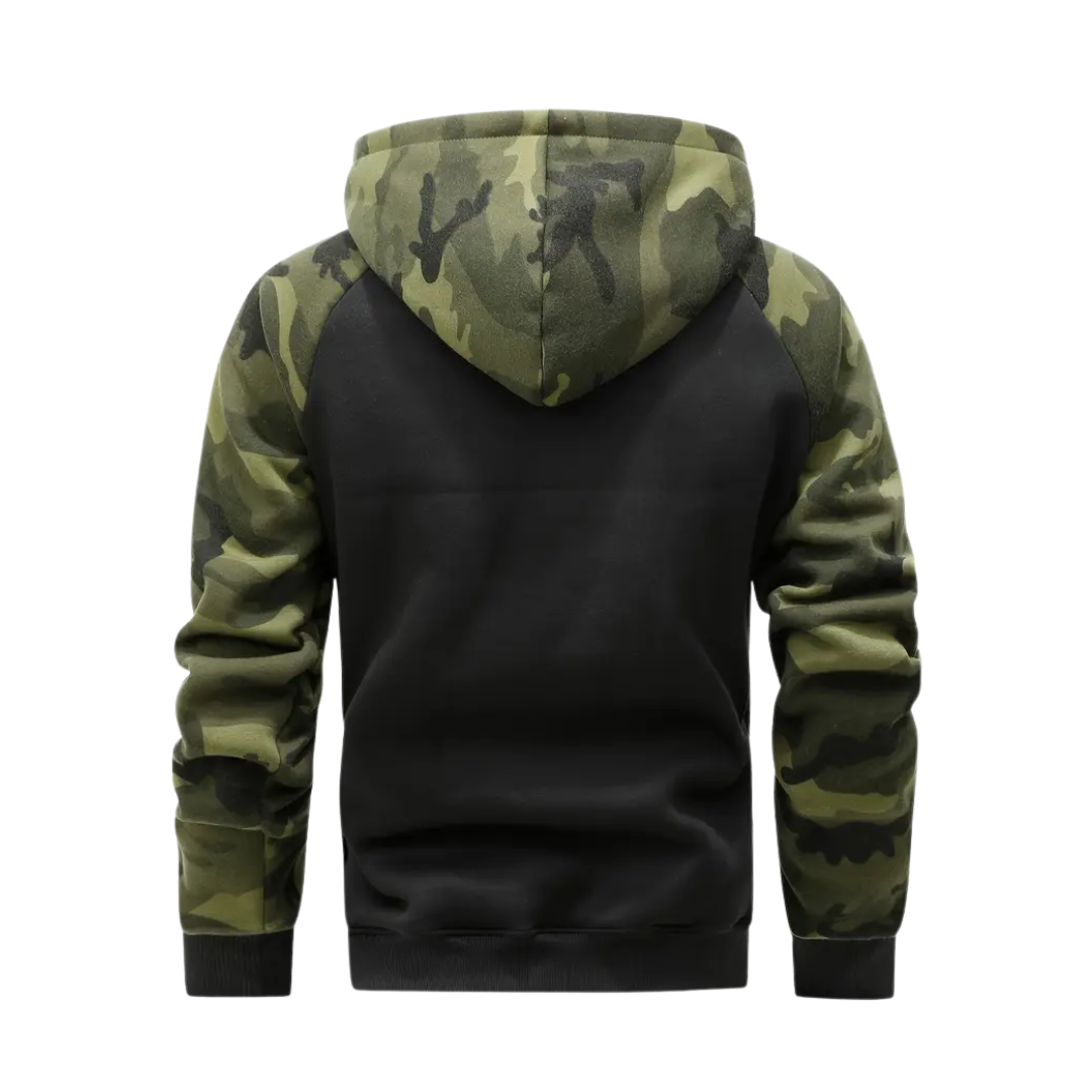 Heren Ethan fleecejack in camo-print, heerlijk warm en comfortabel; perfecte herfst- en winterjas.