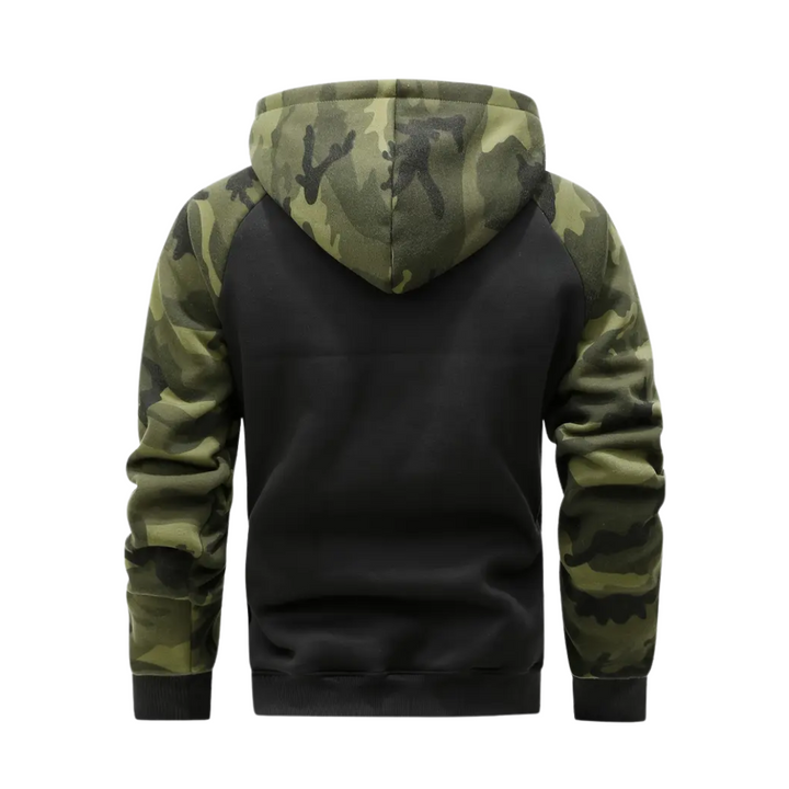 Heren Ethan fleecejack in camo-print, heerlijk warm en comfortabel; perfecte herfst- en winterjas.
