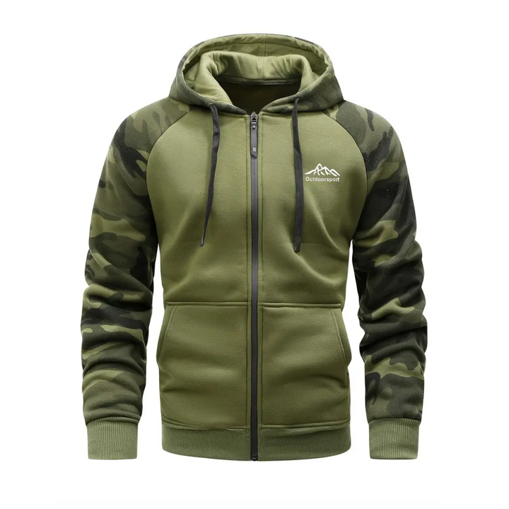 Outdoor heren camo jas Ethan, de ideale warme en comfortabele bovenkleding voor elk avontuur.