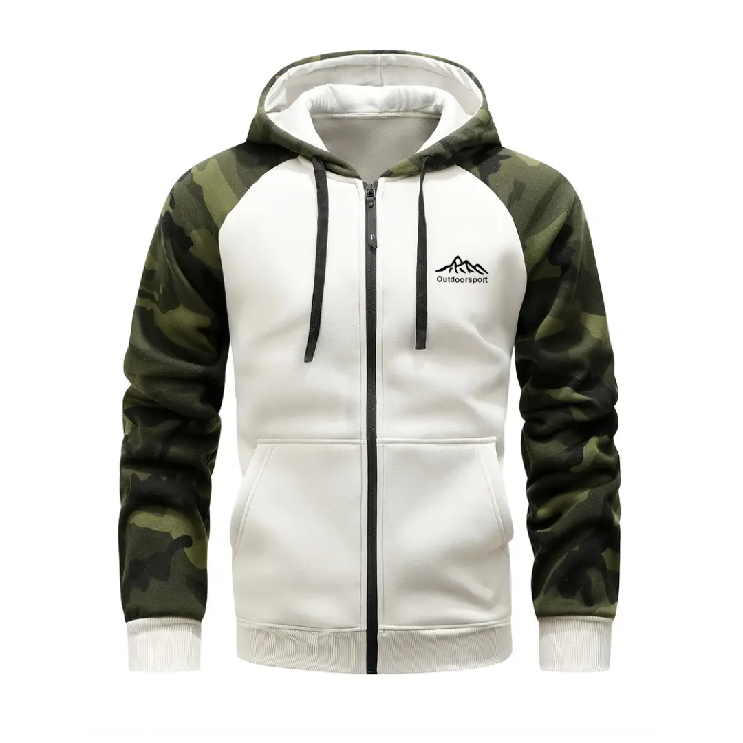 Comfortabel heren herfstjack Ethan met camouflageprint, sportief en warm voor actieve dagen.