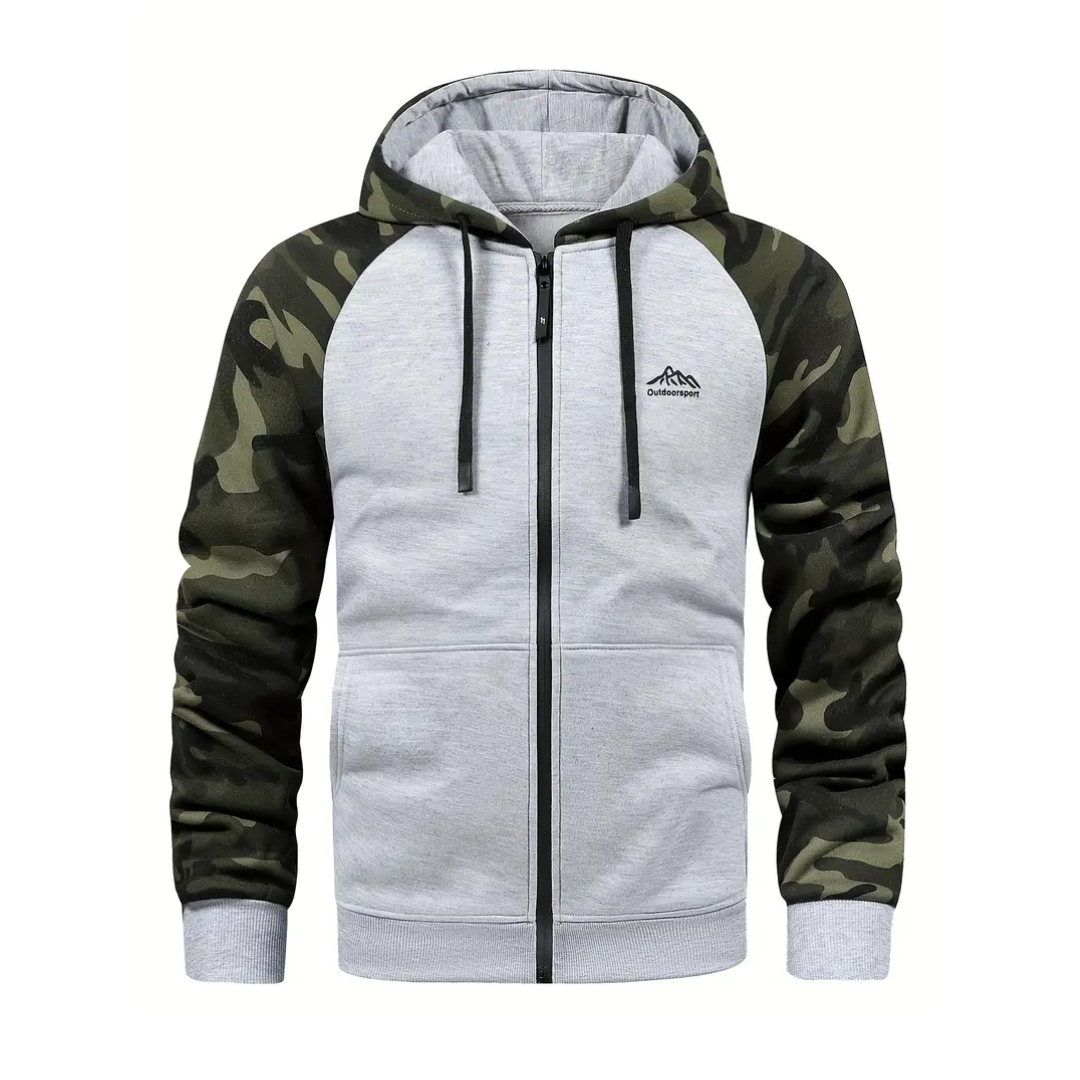 Praktisch heren camo jas Ethan, warm en zacht fleece; ideaal voor avontuurlijke en casual heren.