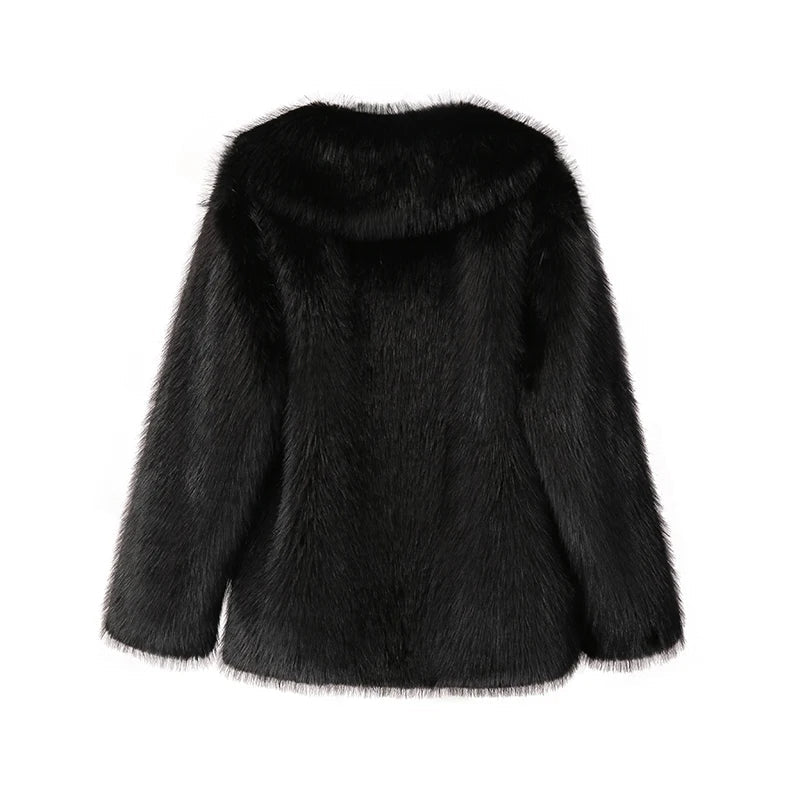 Trendy pluizige winterjas, losse pasvorm en warm, de ideale dames bovenkleding.