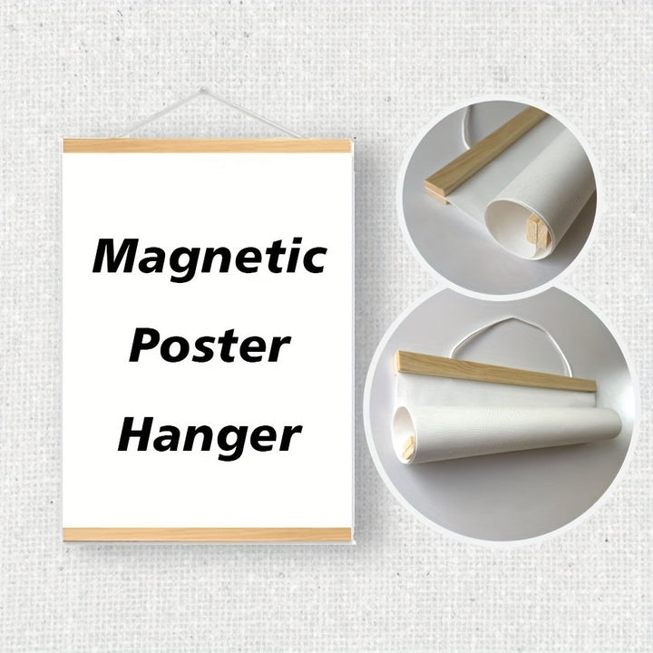Duurzame magnetische houten posterophanger, gemaakt van teakhout voor een natuurlijke look in je interieur.