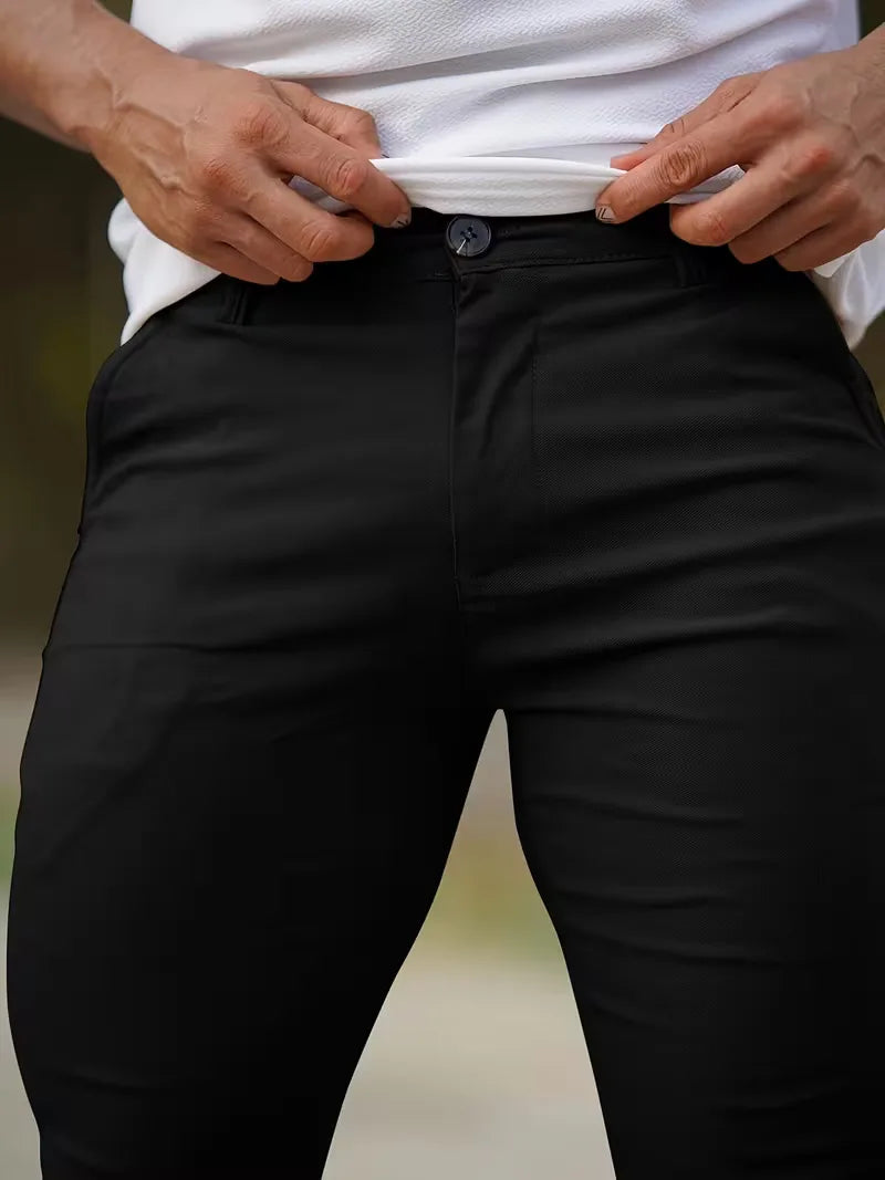 Khaki heren slimfit chino, perfect voor een relaxte maar verzorgde casual look.