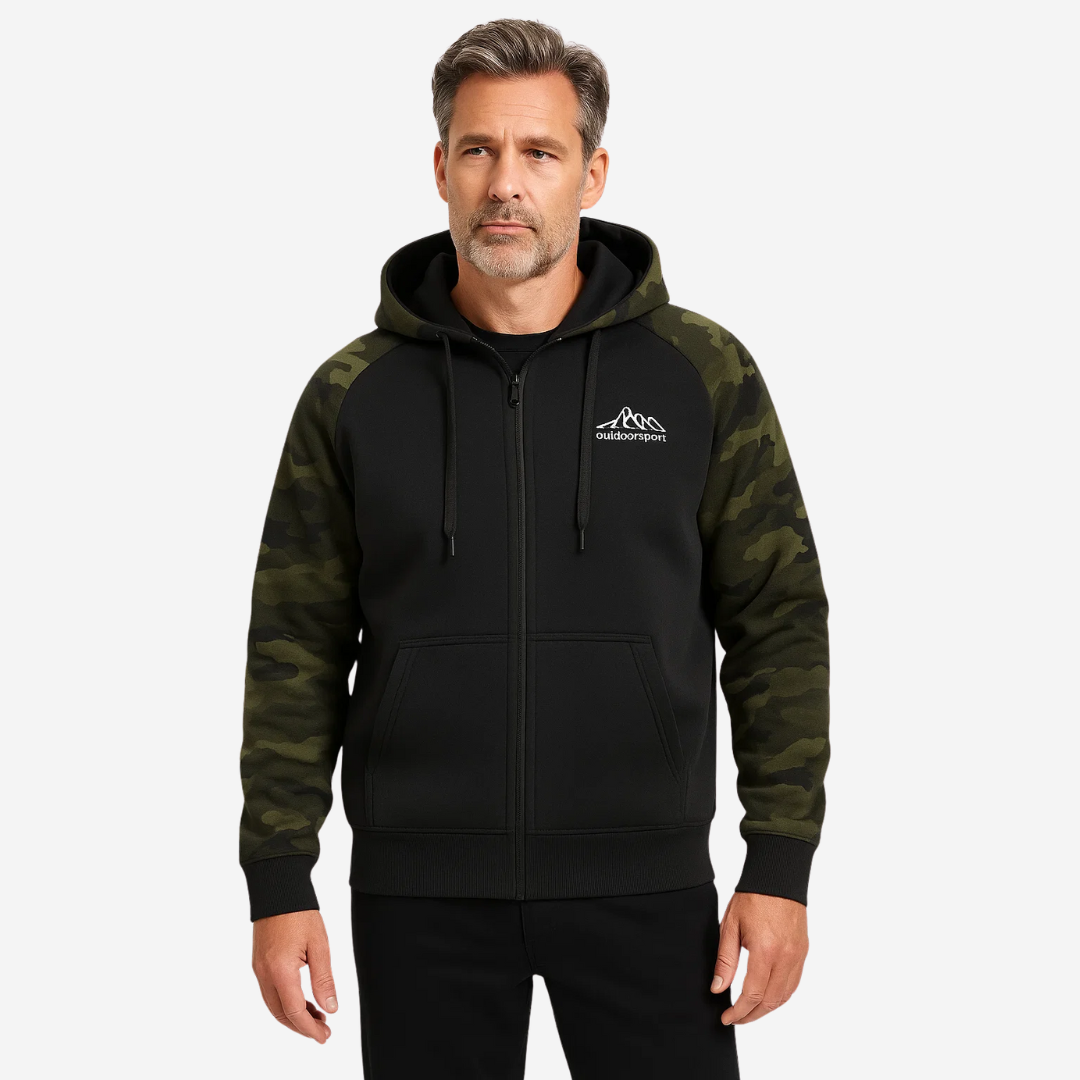 Stijlvol heren camouflage jas Ethan, warm en comfortabel fleece voor outdoor en casual gebruik.