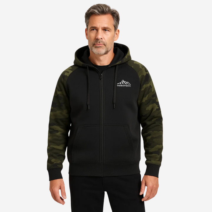 Stijlvol heren camouflage jas Ethan, warm en comfortabel fleece voor outdoor en casual gebruik.