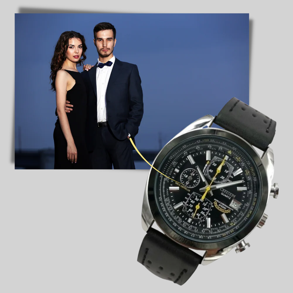 Stijlvol heren quartzhorloge, waterdicht en veelzijdig, perfect voor zowel casual als formele gelegenheden.