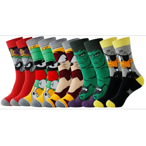 Set van diverse grappige cartoon sokken, biedt unisex comfort en een unieke, modieuze stijl.
