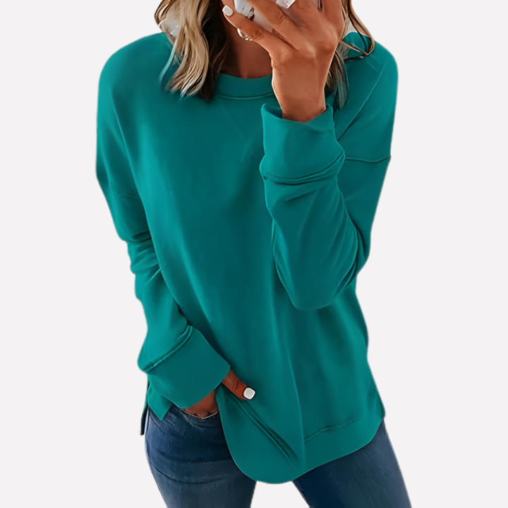 Comfortabele damestrui, crew neck, zacht materiaal, essentieel voor thuis of onderweg.