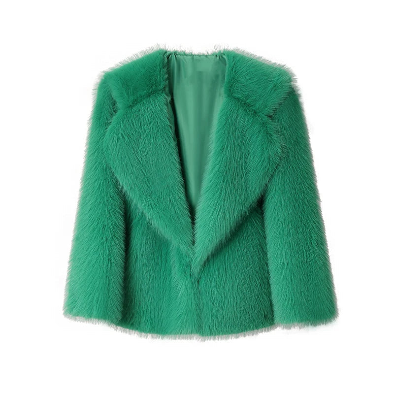 Comfortabele oversized pluizige dames winterjas, zacht en modieus.