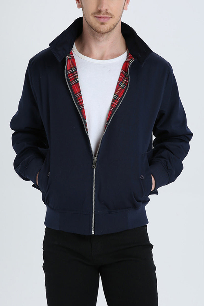 Heren Harrington jack Ryder in donkerblauw, klassiek en stijlvol voor elke gelegenheid.
