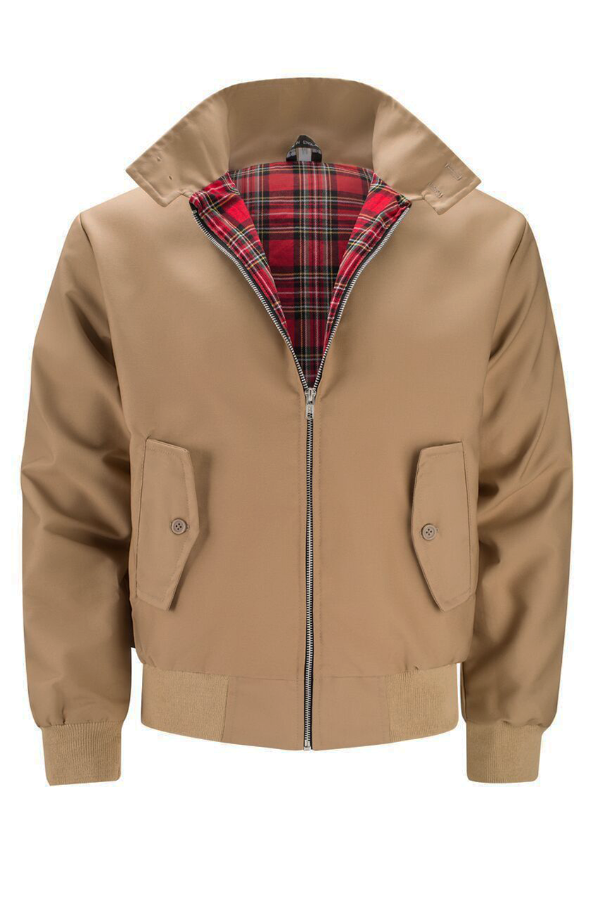 Heren Harrington jack Ryder, donkerblauw, met opstaande kraag en rits, veelzijdige stijl.