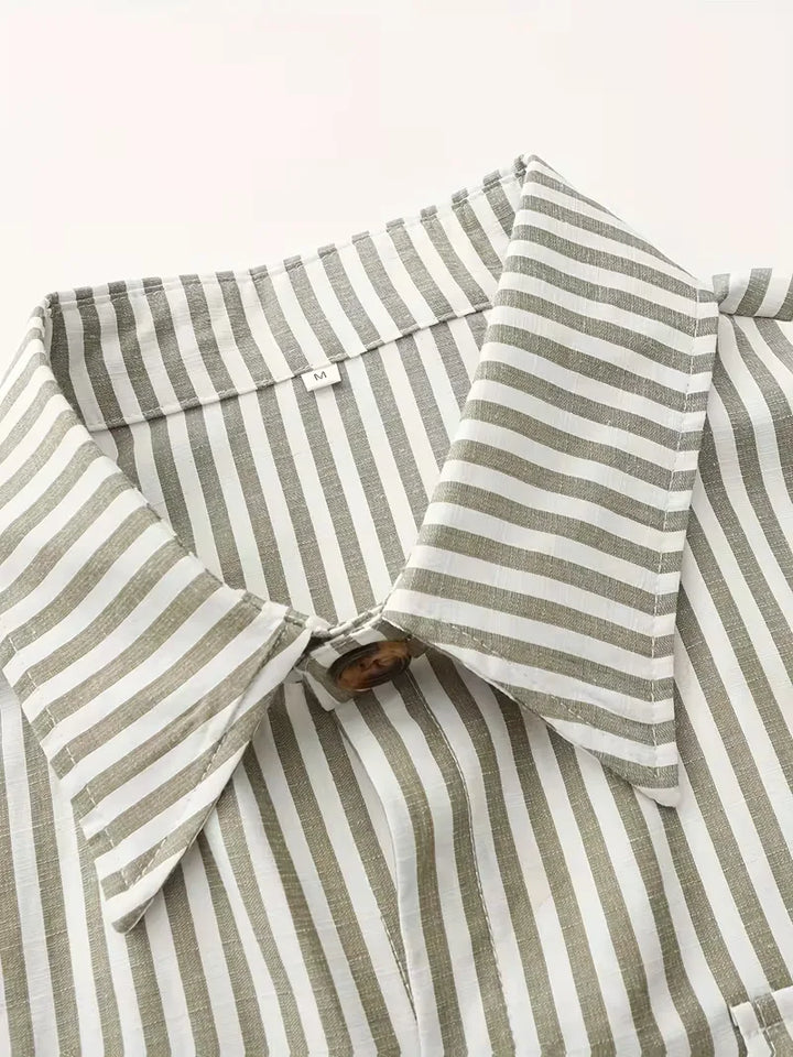 Heren gestreept overhemd, slim fit, lange mouwen, perfect voor zomerse dagen.