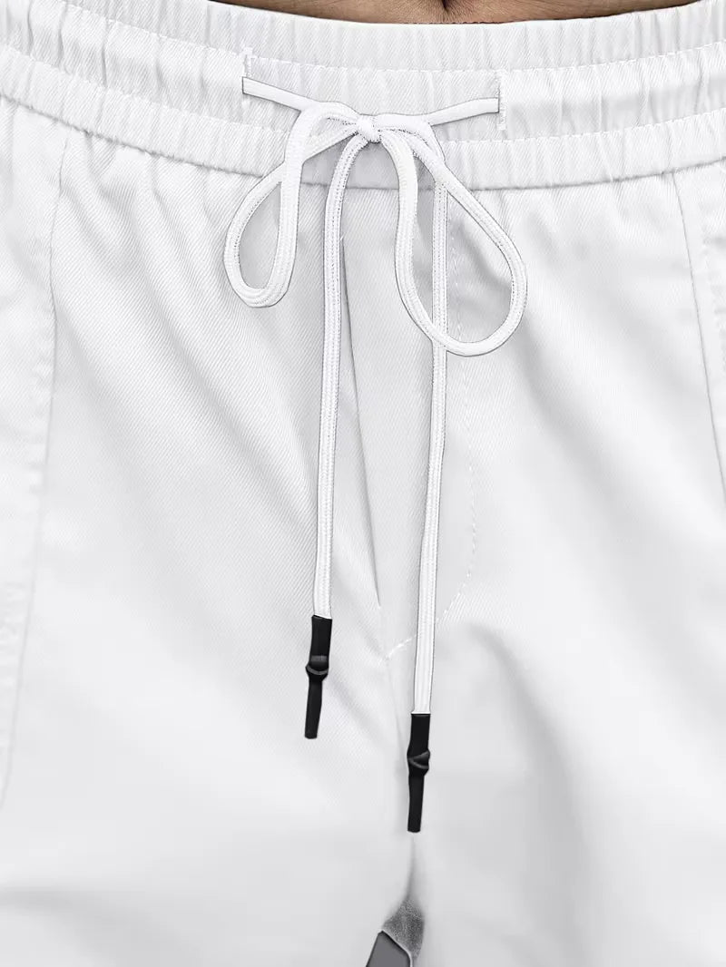 Koffie heren cargo broek, comfortabel voor de lente, elastische tailleband.