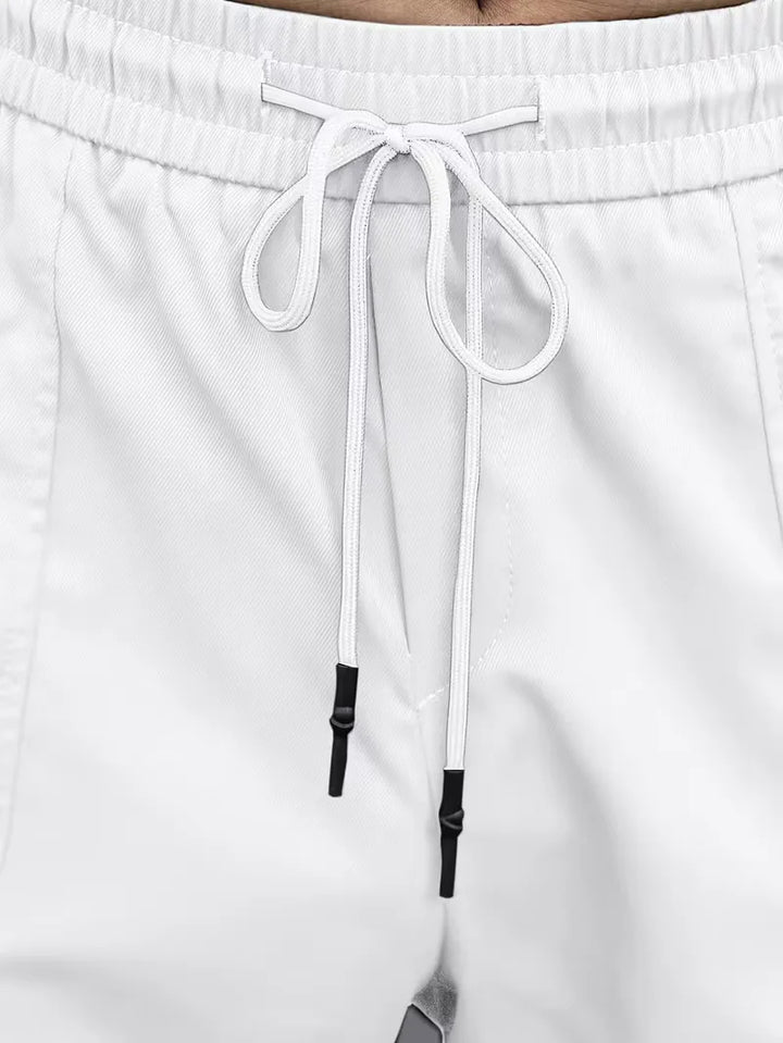 Koffie heren cargo broek, comfortabel voor de lente, elastische tailleband.