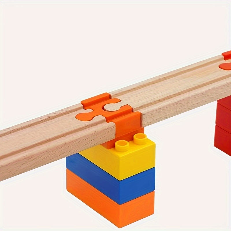 Veelzijdige kleurrijke spooradapters, verstelbare connectoren voor uitgebreide modelbouw treinbanen.