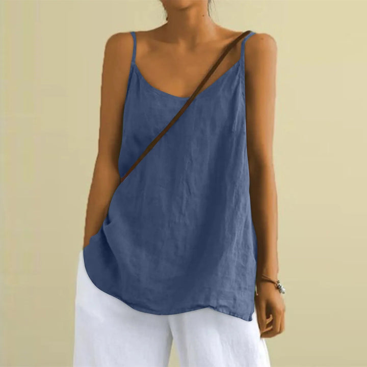 Dames casual mouwloze V-hals top, perfect voor een luchtige zomerlook.