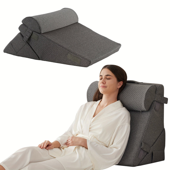 RelaxPlus Orthopedisch Verstelbaar Wigkussen van traagschuim voor 7-in-1 comfort en ondersteuning.