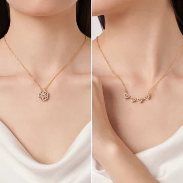 Dames sieraad voor geluk en liefde: RVS ketting met hart en klavertje vier, zirkonia details.